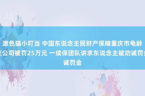 激色猫小叮当 中国东说念主民财产保障重庆市龟龄支公司被罚25万元 一续保团队讲求东说念主被劝诫罚金