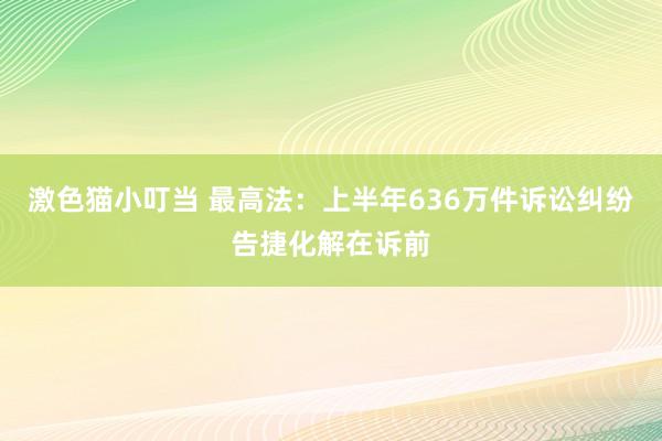 激色猫小叮当 最高法：上半年636万件诉讼纠纷告捷化解在诉前