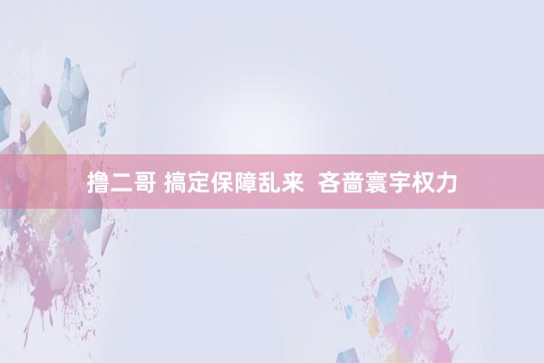 撸二哥 搞定保障乱来  吝啬寰宇权力