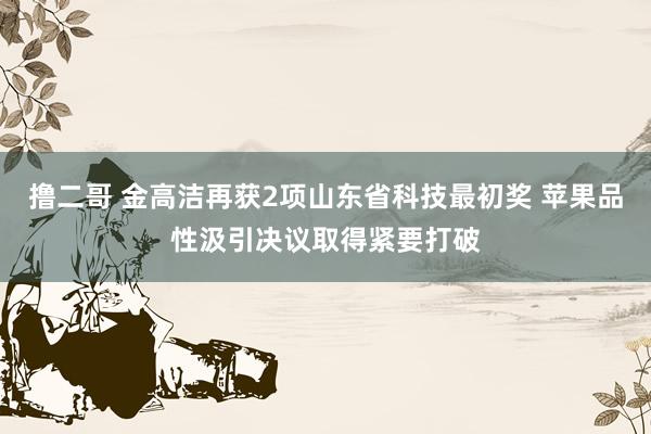 撸二哥 金高洁再获2项山东省科技最初奖 苹果品性汲引决议取得紧要打破