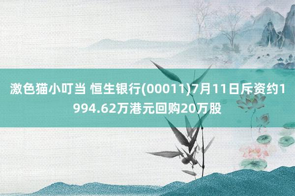 激色猫小叮当 恒生银行(00011)7月11日斥资约1994.62万港元回购20万股