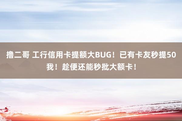 撸二哥 工行信用卡提额大BUG！已有卡友秒提50我！趁便还能秒批大额卡！