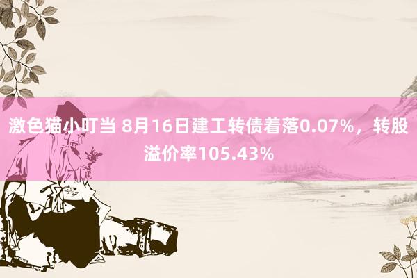 激色猫小叮当 8月16日建工转债着落0.07%，转股溢价率105.43%