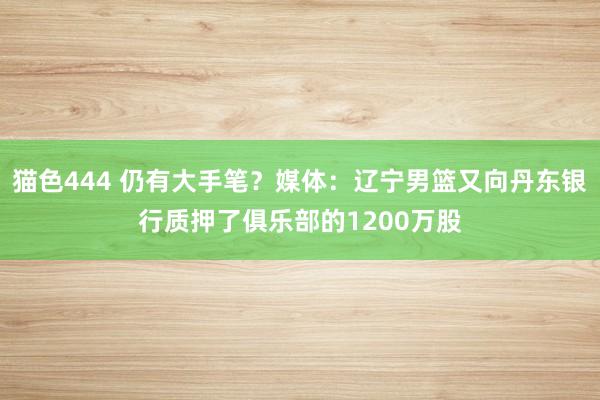 猫色444 仍有大手笔？媒体：辽宁男篮又向丹东银行质押了俱乐部的1200万股