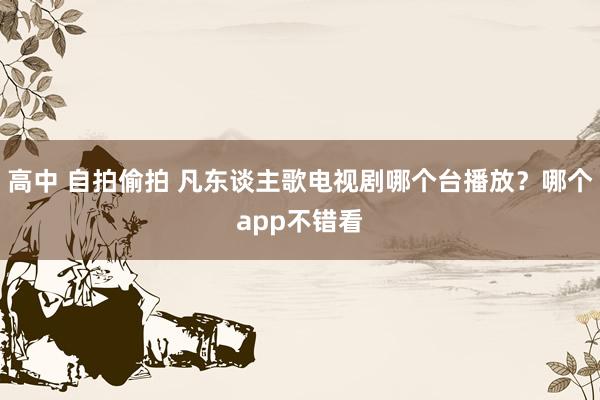 高中 自拍偷拍 凡东谈主歌电视剧哪个台播放？哪个app不错看