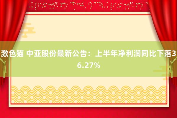 激色猫 中亚股份最新公告：上半年净利润同比下落36.27%