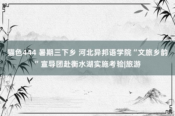 猫色444 暑期三下乡 河北异邦语学院“文旅乡韵”宣导团赴衡水湖实施考验|旅游