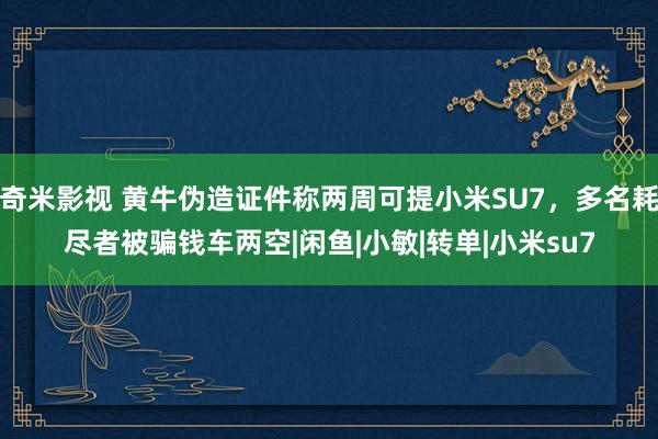 奇米影视 黄牛伪造证件称两周可提小米SU7，多名耗尽者被骗钱车两空|闲鱼|小敏|转单|小米su7