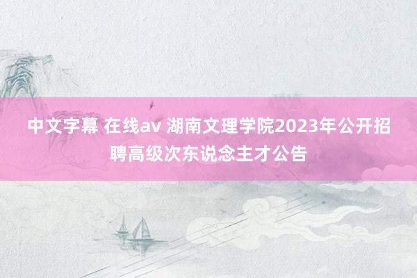 中文字幕 在线av 湖南文理学院2023年公开招聘高级次东说念主才公告