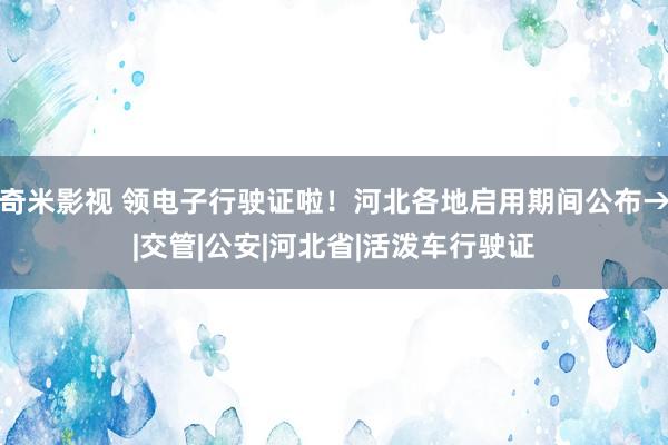 奇米影视 领电子行驶证啦！河北各地启用期间公布→|交管|公安|河北省|活泼车行驶证